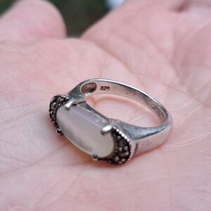 Sterling Silver Mother Of Pearl Marcasite Ring